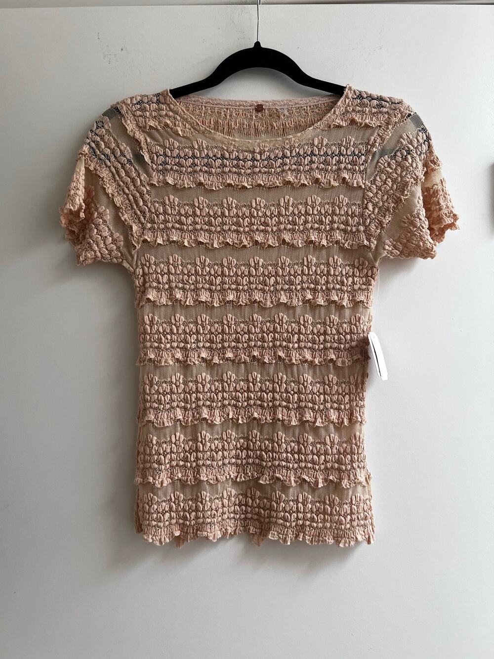 NWT The Free People Angelina Lace Tee XS